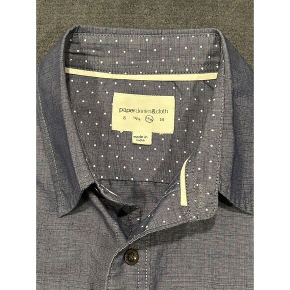 Paper Denim & Cloth PDC Womens Button Up Shirt 14 16 Blue Long Sleeve Flip Cuff - Picture 6 of 15